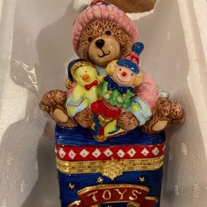 Vtg. Traditions Christmas Teddy Bear Keepsake Box